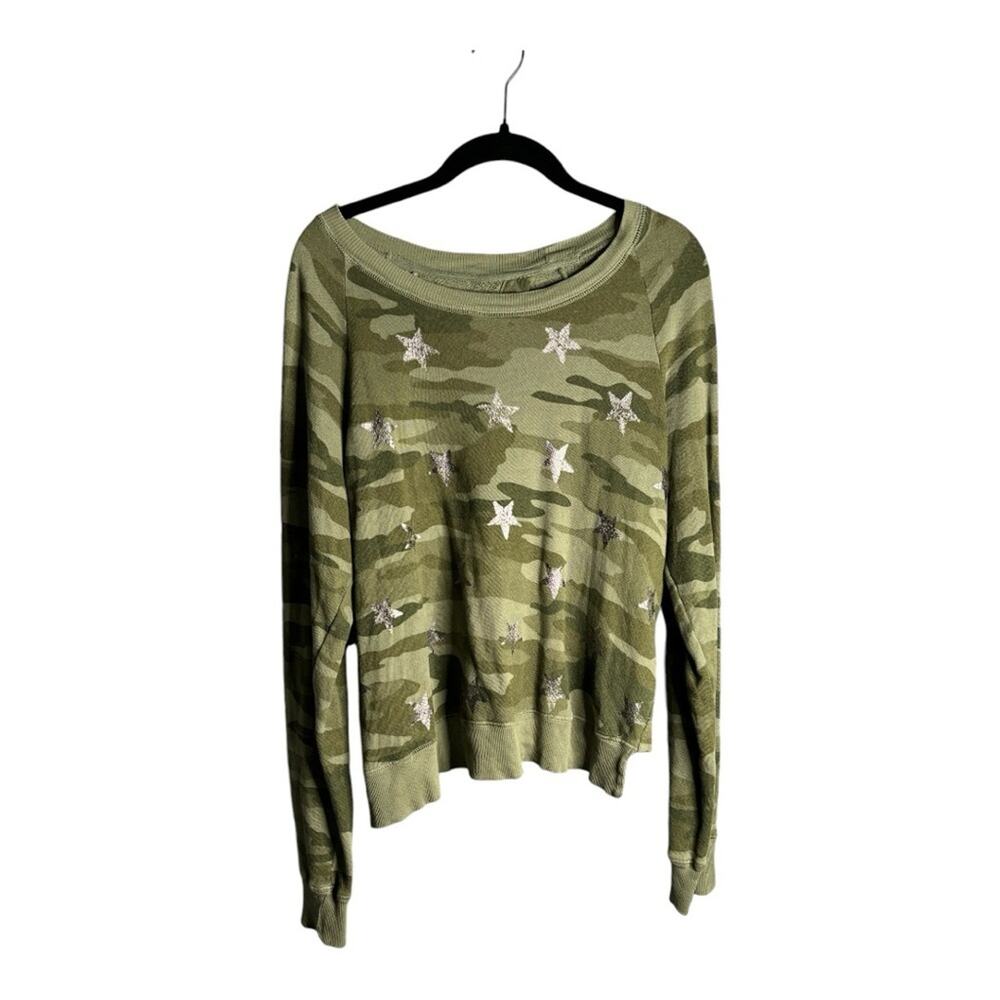 Current Elliott Green Camouflage Sweatshirt Silver Stars 0